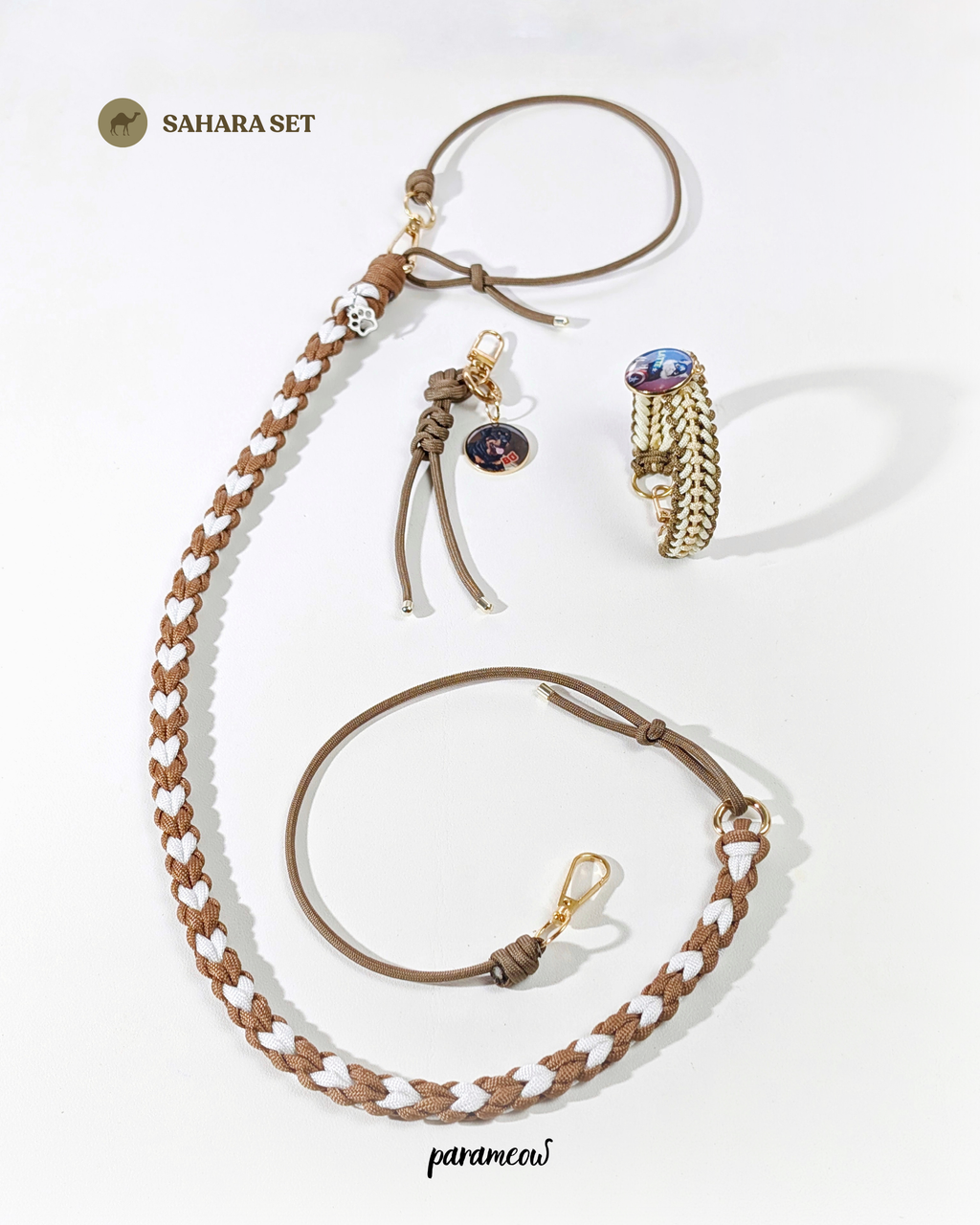 Sahara Set | Combo set quà cho chó mèo - vòng cổ. dây dắt, charm phụ kiện cá nhân hoá