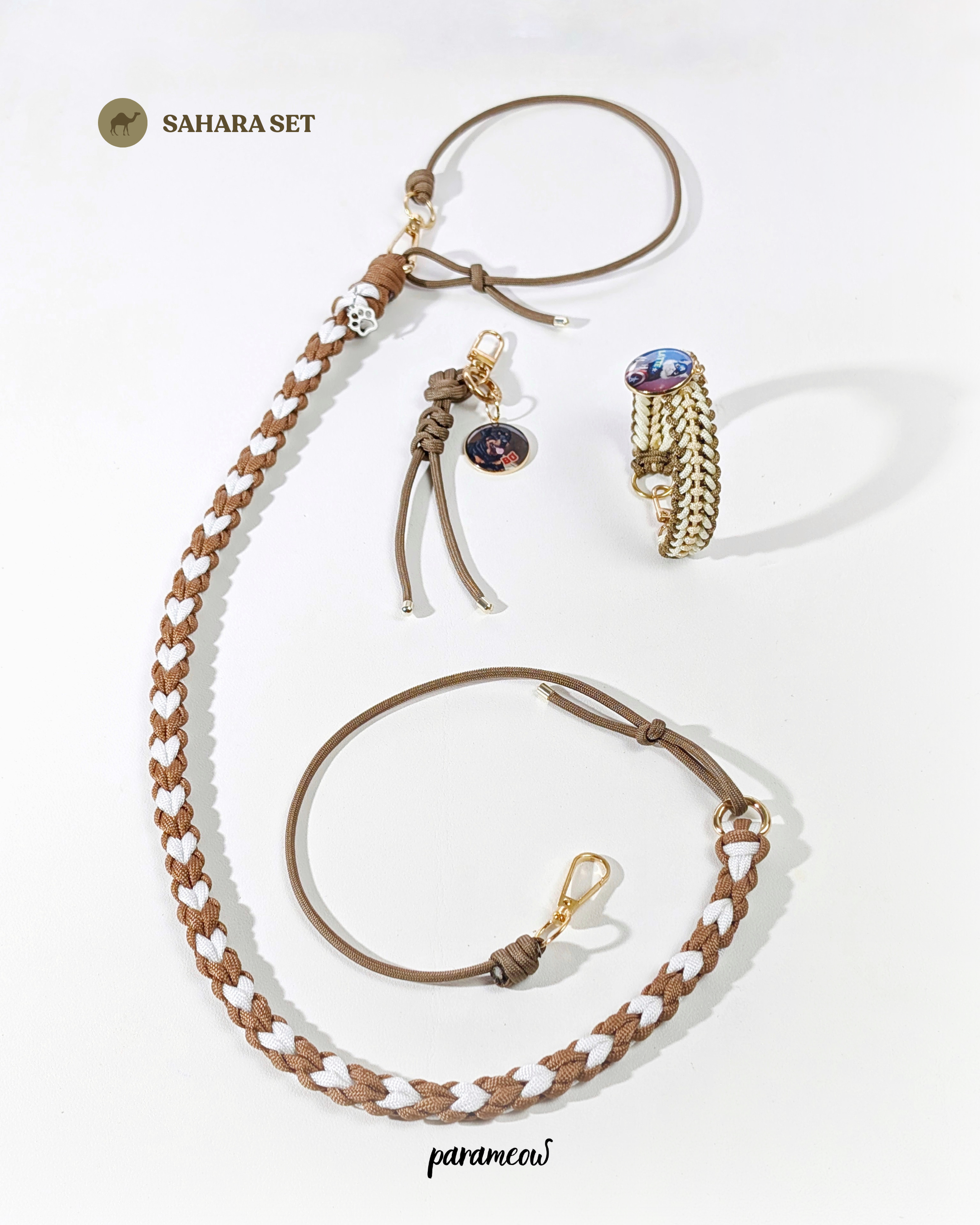 Sahara Set | Combo set quà cho chó mèo - vòng cổ. dây dắt, charm phụ kiện cá nhân hoá