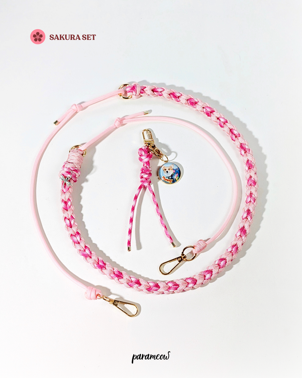 Sakura Set | Combo set quà cho chó mèo - vòng cổ. dây dắt, charm phụ kiện cá nhân hoá