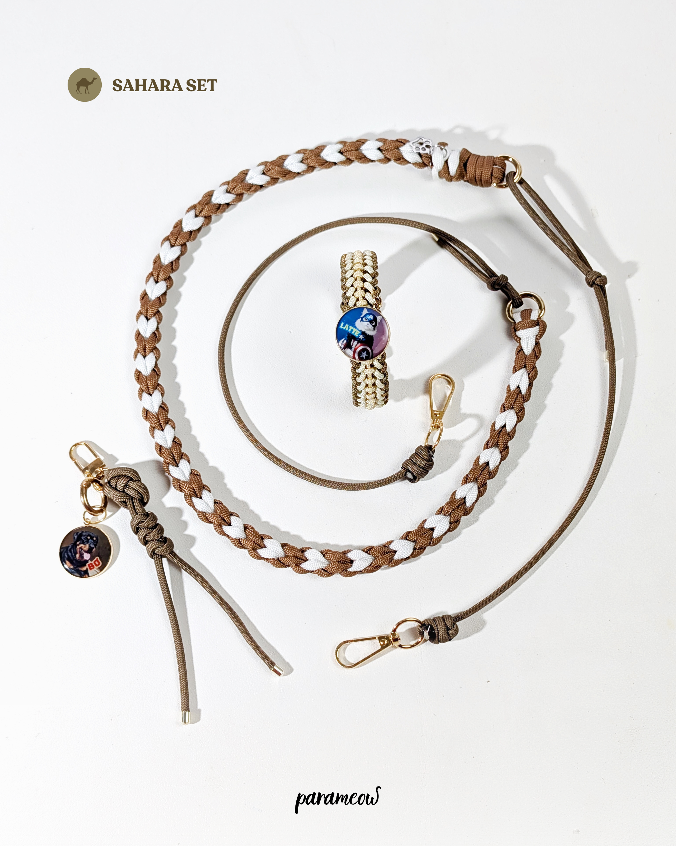 Sahara Set | Combo set quà cho chó mèo - vòng cổ. dây dắt, charm phụ kiện cá nhân hoá