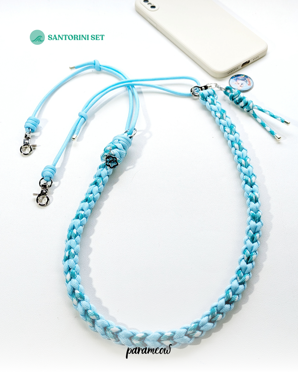 Santorini Set | Combo set quà cho chó mèo - vòng cổ, dây dắt, charm cá nhân hoá