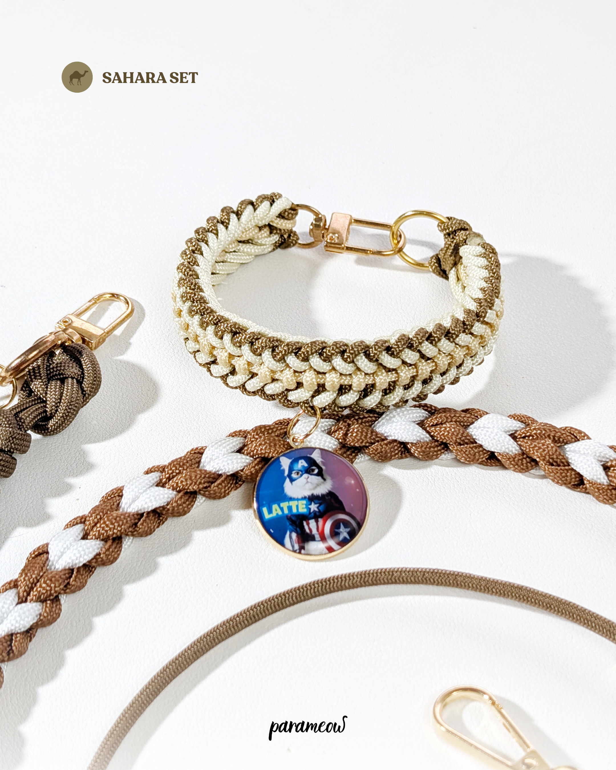 Sahara Set | Combo set quà cho chó mèo - vòng cổ. dây dắt, charm phụ kiện cá nhân hoá